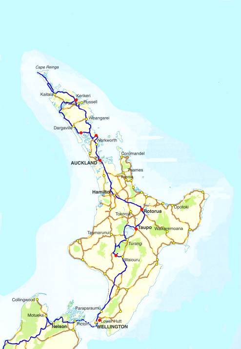 Reiseroute Neuseeland Nordinsel