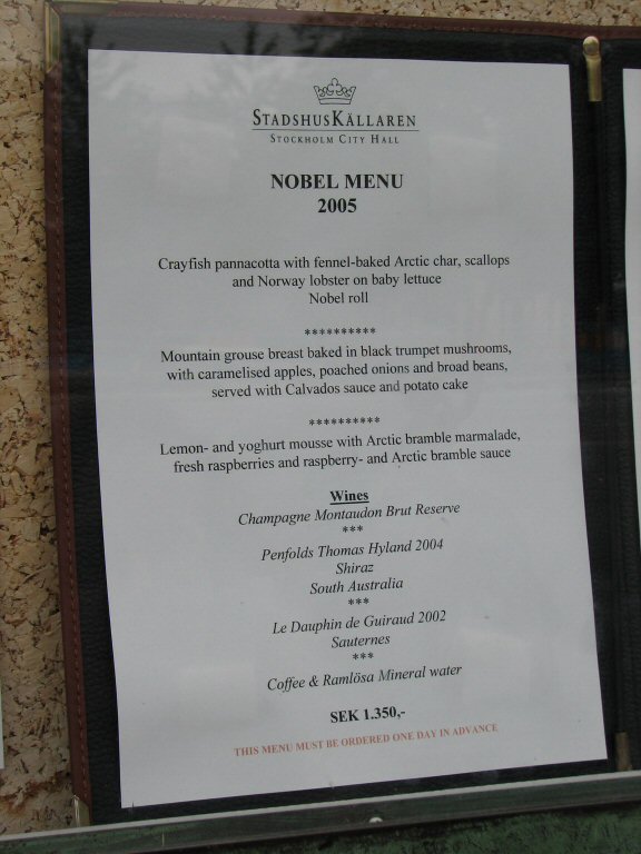 Nobel Menü Stockholm